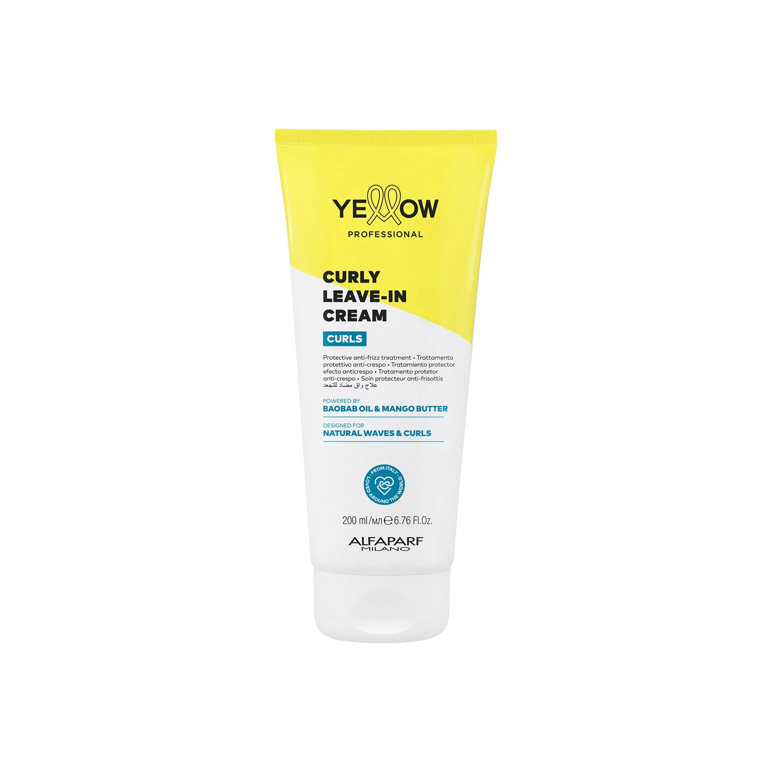 Yellow Pro/Curly Leave-in Cream-Trattamento protettivo anti-crespo per capelli ricci, mossi e coily