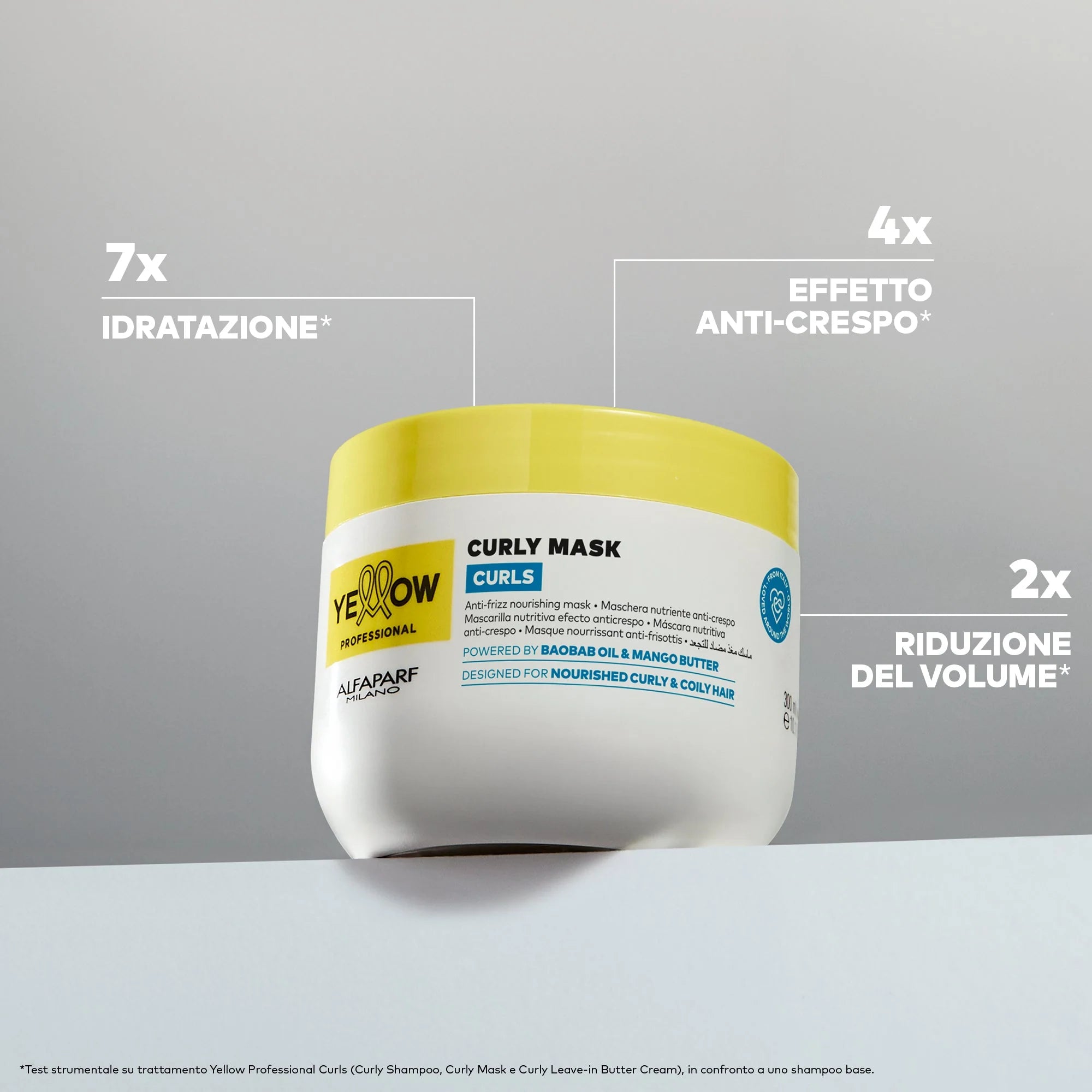 Yellow Pro/Curly Mask 300ml-Maschera nutriente per capelli ricci, mossi e coily