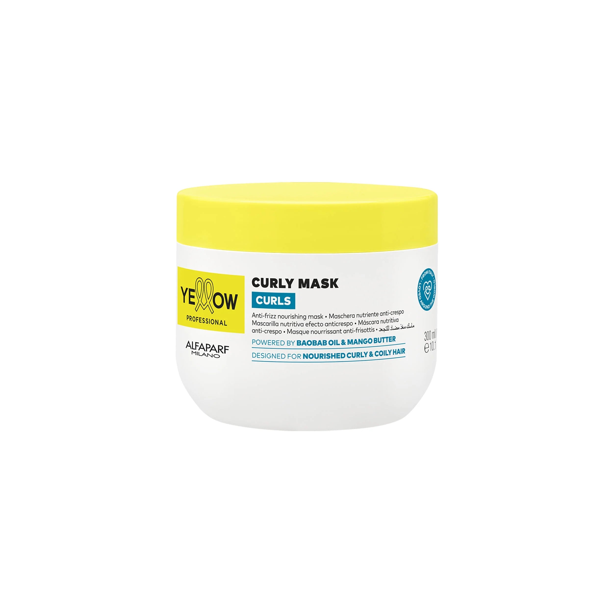 Yellow Pro/Curly Mask 300ml-Maschera nutriente per capelli ricci, mossi e coily