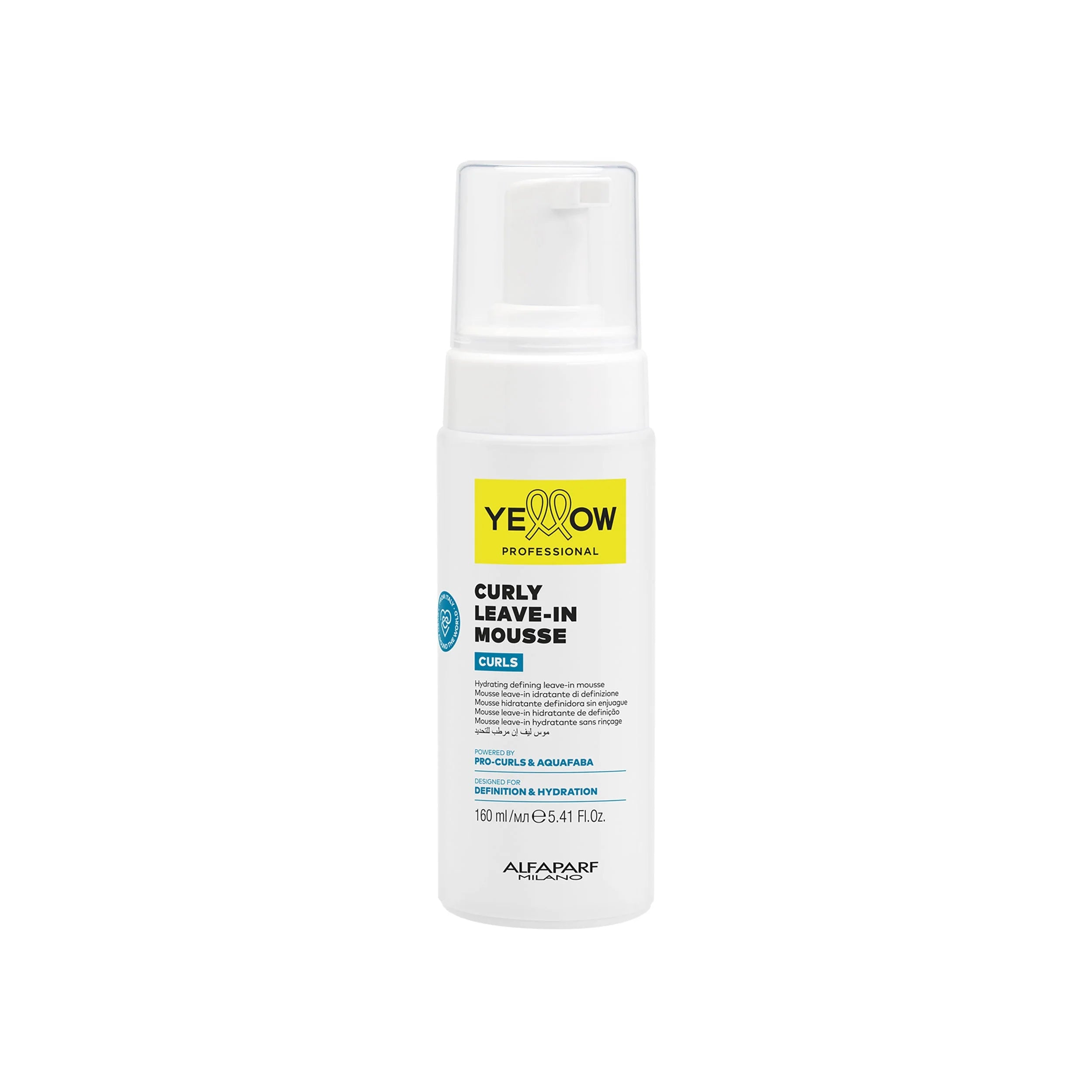 Yellow Pro/Curly Leave-in Mousse-Mousse idratante per capelli ricci, mossi e coily 160ml