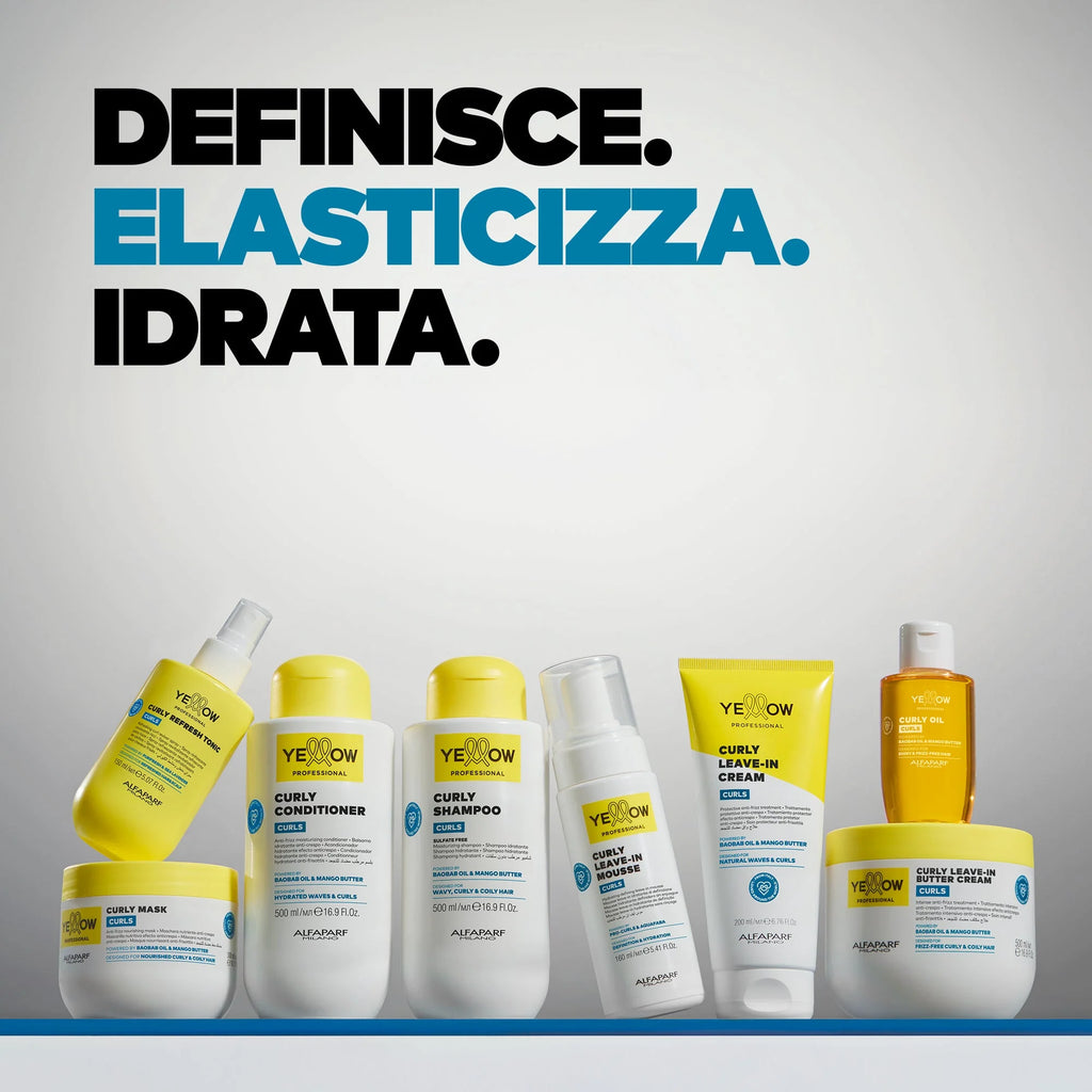 Yellow Pro/Curly Leave-in Butter Cream-Trattamento intensivo anti crespo per capelli ricci, mossi e coily 500ml