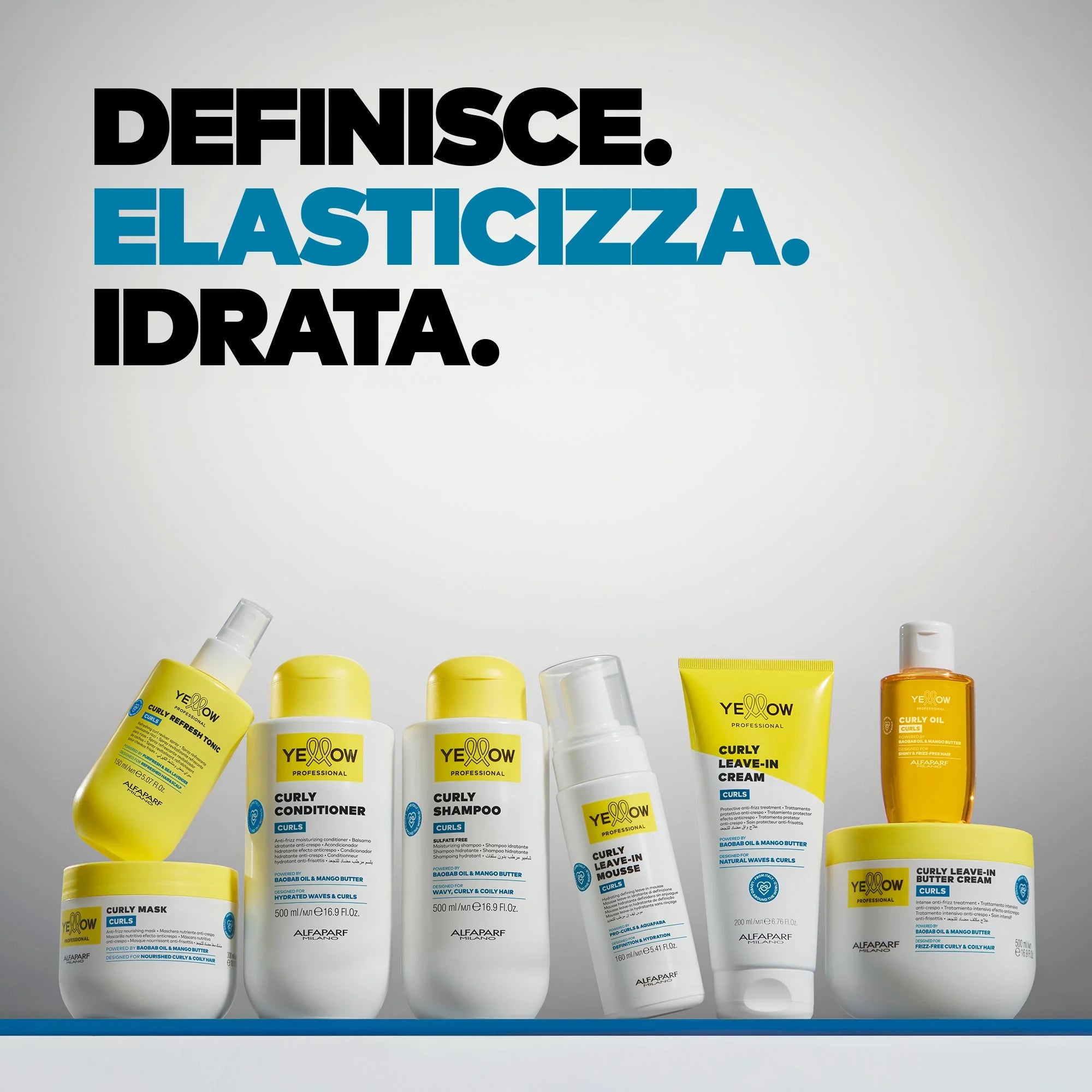 Yellow Pro/Curly Leave-in Butter Cream-Trattamento intensivo anti crespo per capelli ricci, mossi e coily 500ml