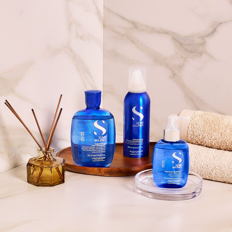 Set Semi di Lino | Volumizing Low Shampoo, Mousse Conditioner & Spray