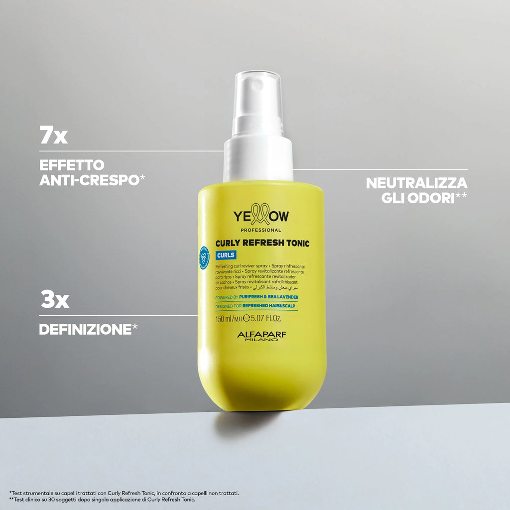 Yellow Pro/Curly Refresh Tonic-Spray ravvivante per capelli ricci, mossi e coily 150ml