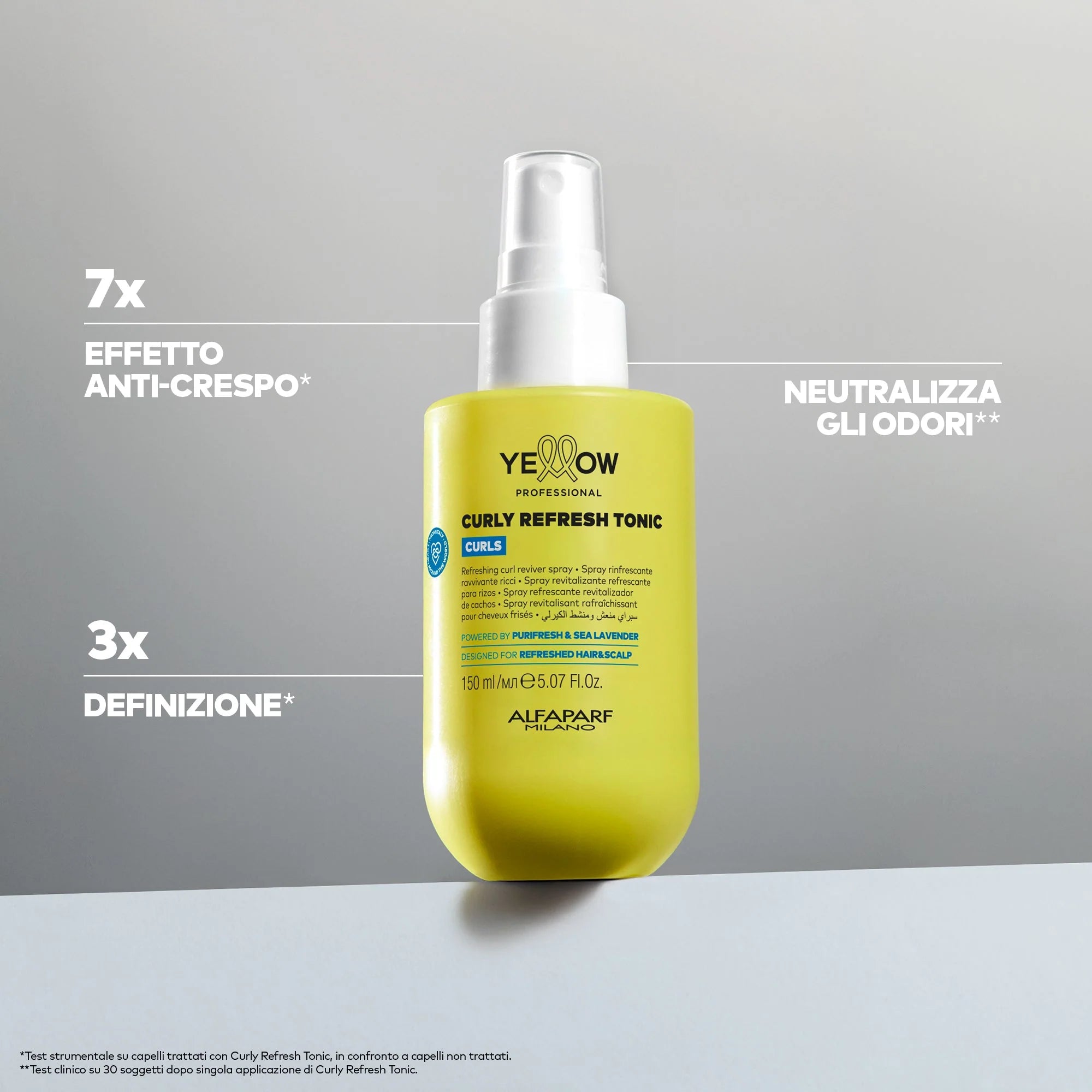 Yellow Pro/Curly Refresh Tonic-Spray ravvivante per capelli ricci, mossi e coily 150ml