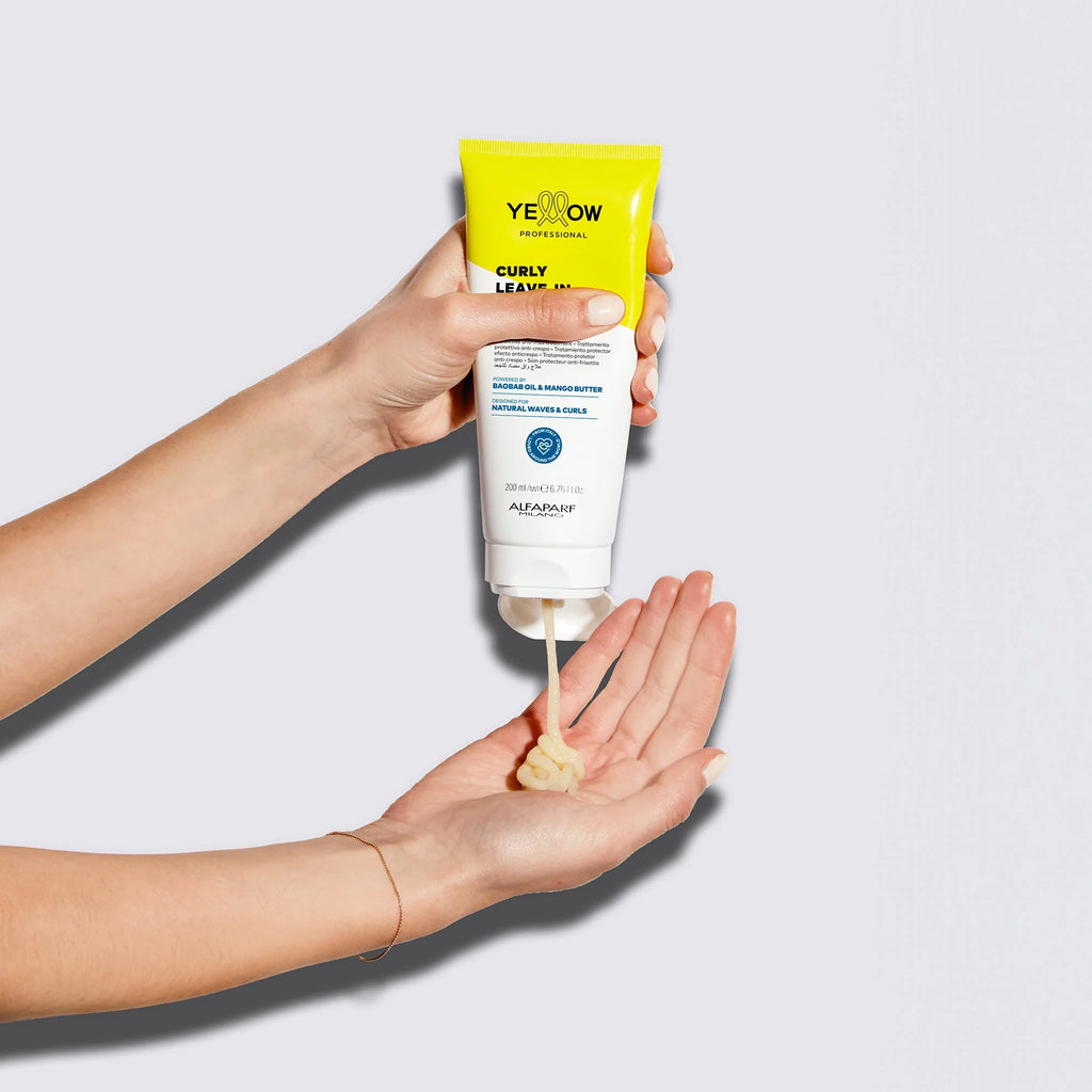 Yellow Pro/Curly Leave-in Cream-Trattamento protettivo anti-crespo per capelli ricci, mossi e coily