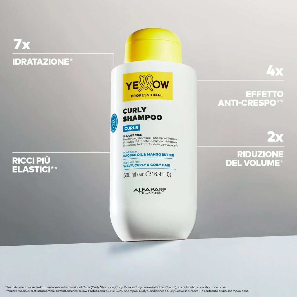 Yellow Pro/Curly Shampoo 500ml-Shampoo idratante per capelli ricci, mossi e coily