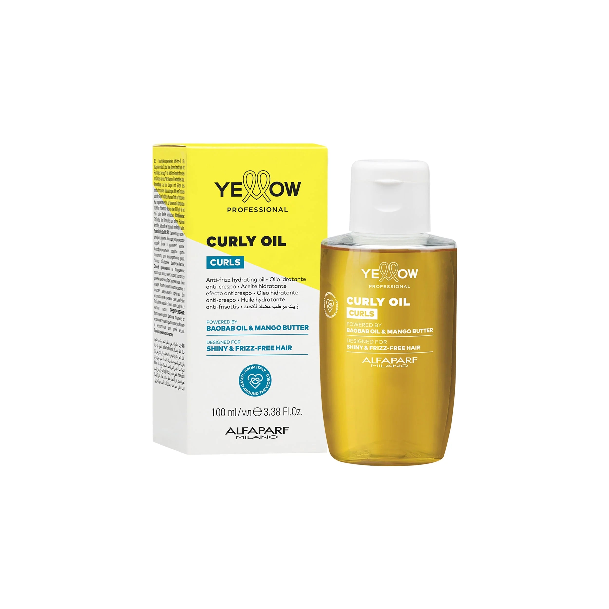 Yellow Pro/Curly Oil-Olio idratante anti crespo per capelli ricci, mossi e coily 100ml