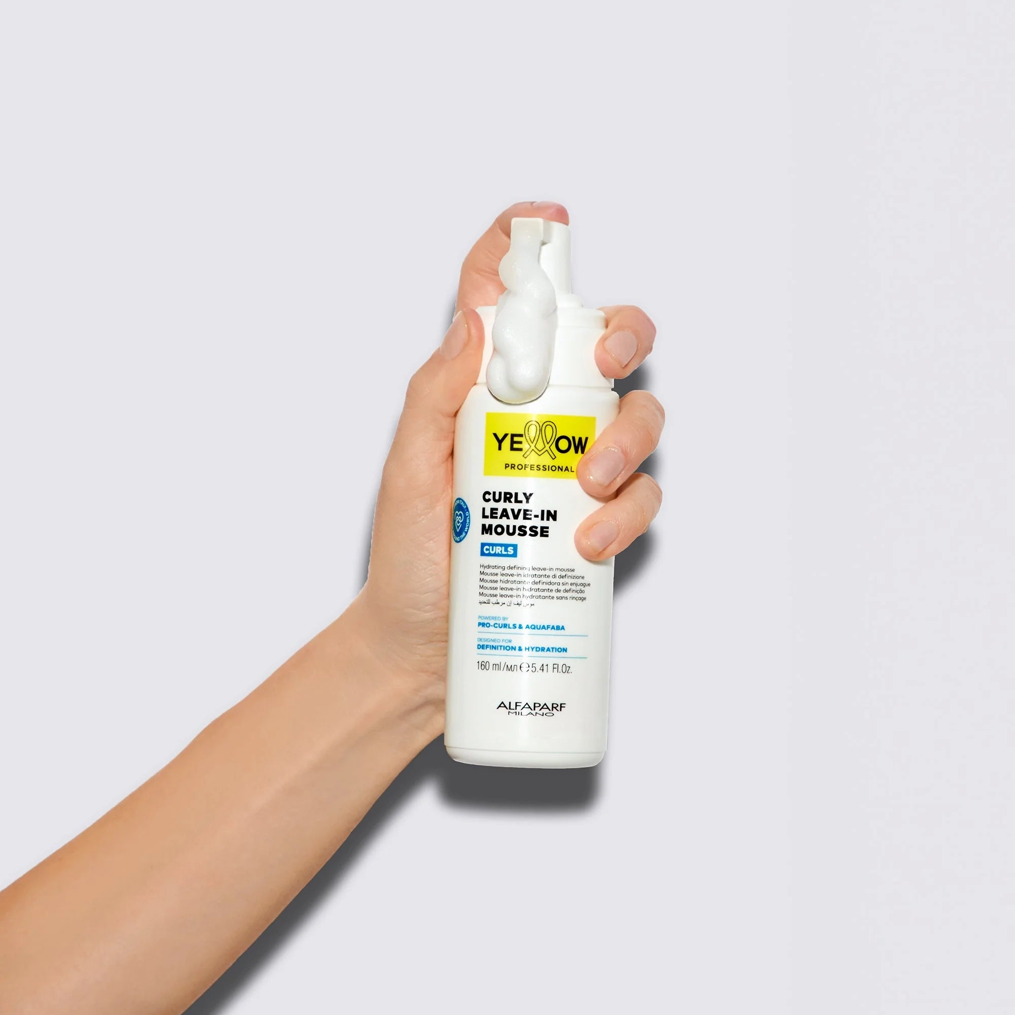 Yellow Pro/Curly Leave-in Mousse-Mousse idratante per capelli ricci, mossi e coily 160ml