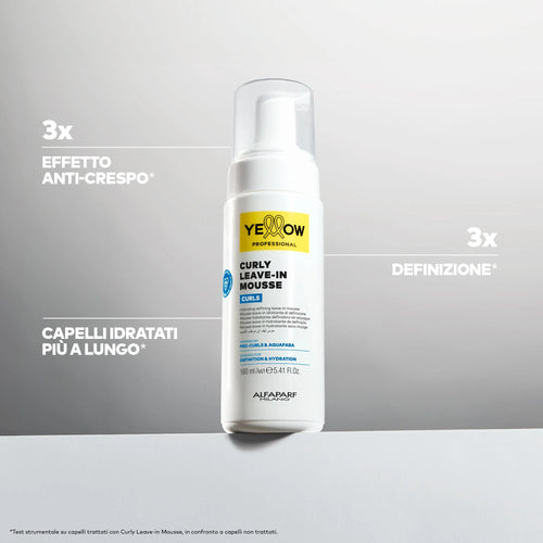 Yellow Pro/Curly Leave-in Mousse-Mousse idratante per capelli ricci, mossi e coily 160ml