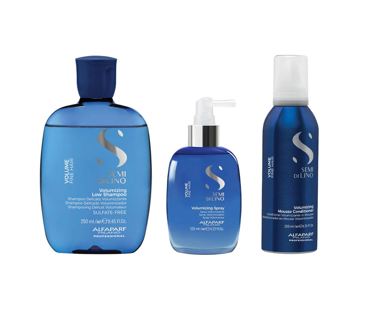 Set Semi di Lino | Volumizing Low Shampoo, Mousse Conditioner & Spray